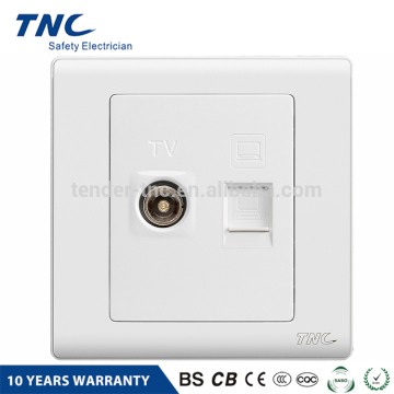 Multifunction Fire Resistant White satellite TV and PC Wall Socket [Q3801TV-PC]