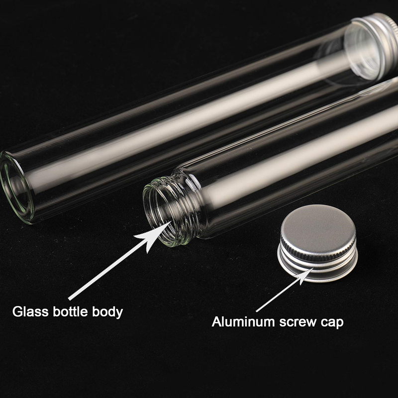 Round Flat Sample Bottle Borosilicate Glass Test Tube With Hand Screw Cap Liner