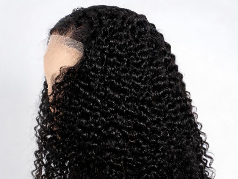 Natural Black Kinky Curly Lace Front Wig Human Hair