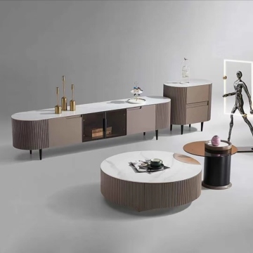 Nordic Style Tempered Glass Coffee Table with Slate Draw