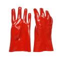 Red gloves dipped in rubber flannelette 27cm