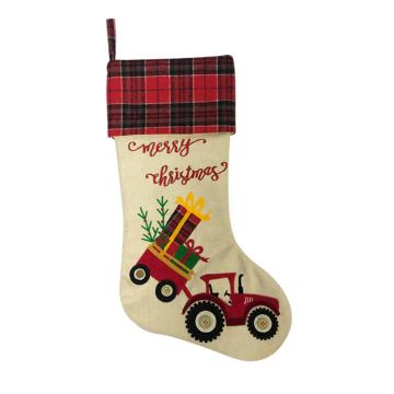 Hessian embroidery Christmas stocking