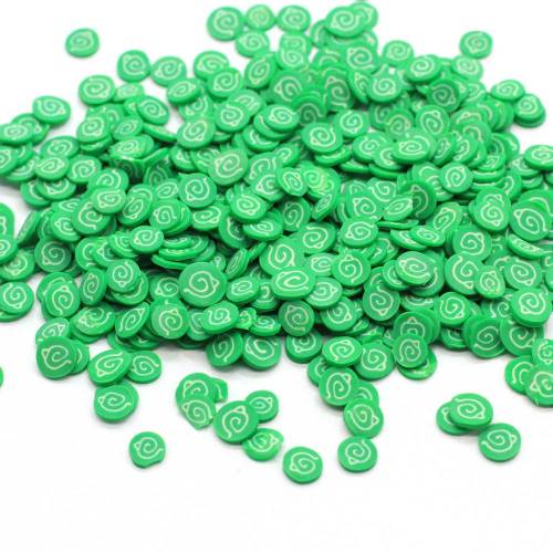 Mini rebanadas de arcilla polimérica suave redondas de polímero al por mayor de 5 mm, rebanadas de arcilla blanda de remolino verde con cuentas de diseño bonito, 500 g / bolsa para bricolaje