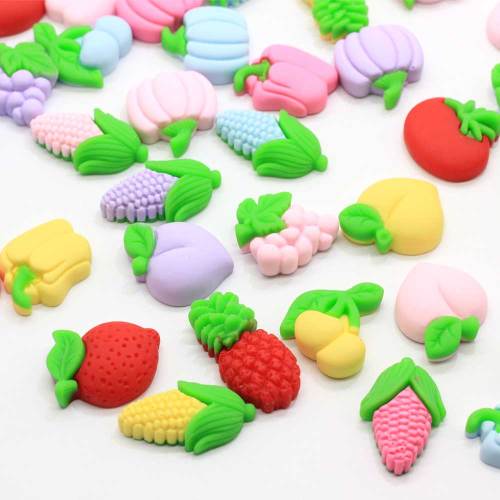 Mixed Resin Design Flatback Vegetable Fruit Cabochon Beads Handmade Ornament Accessory Hairpin Making Diy Jewelry