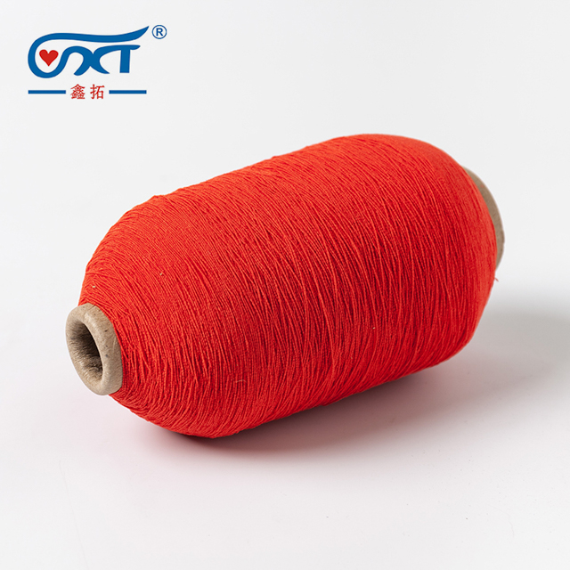 Red 100% Polyester Elastic Covered Rubber Thread Spandex Yarn
