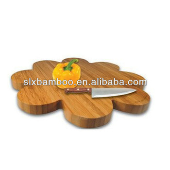 flower shape bamboo vegetable cutting block with knife