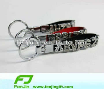 letters metal keychain with diamond