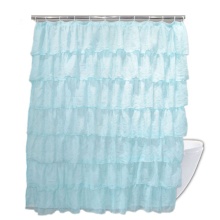Gypsy Fashion Lake Blue Ruffle Shower Curtain Polyester Fabric