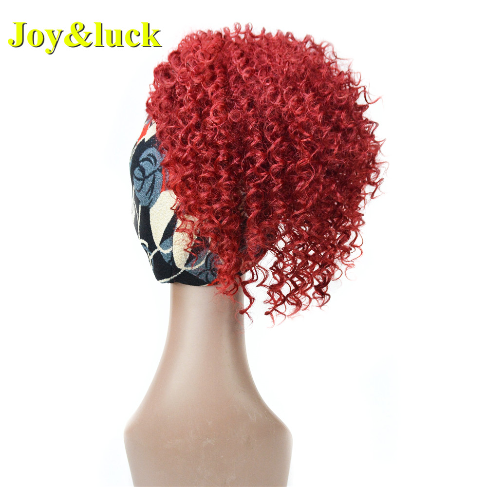 Burgundy Wigs Wholesale Prices for African Women Ladies Hair Hairband Short Afro Kinky Curly Headband Wig Synthetic Hair Wigs