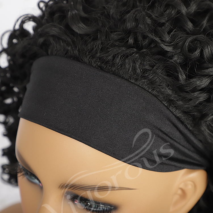 Wholesale Cheap Wrap Short Elastic Fashion Kinky Curly Lady Supplier Daily Party Soft Headband Synthetic Wig