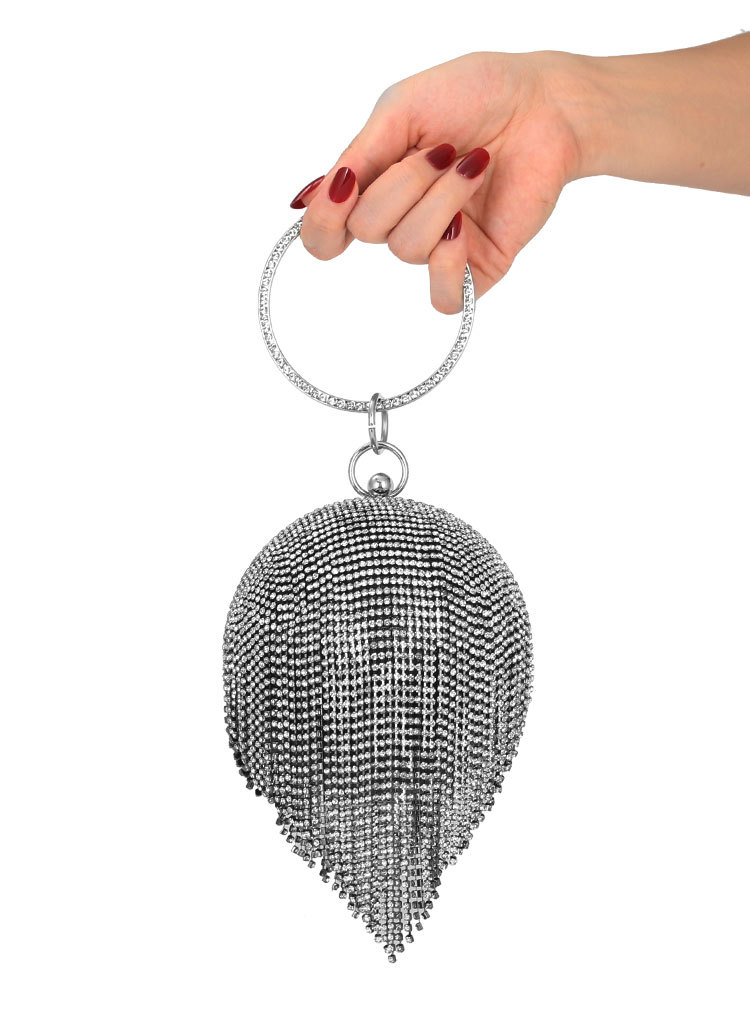 Rhinestone Round Ball Evening Bags For Women Mini Tassels Purse Ladies Ring Handbag Fashion Luxury Clutch Bags