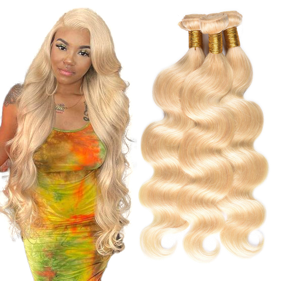 613 Blonde Virgin Human Hair Bundles With Closure, 613 hair color blonde Bundles With Frontal wholesale