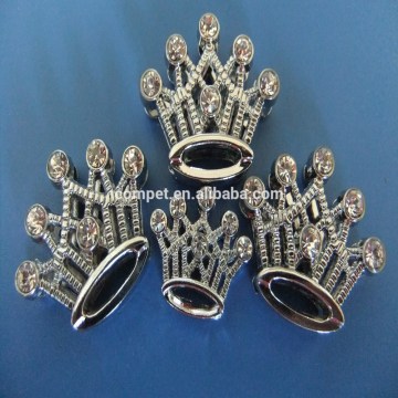 Compet Produce Rhinestone Chrome Plated 18mm Crown Slide Charms