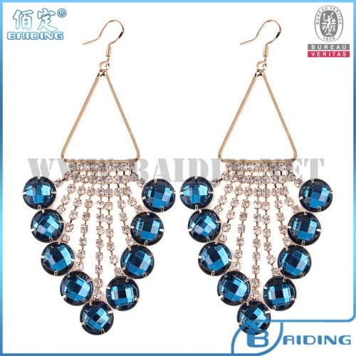 2014 fashion gold earring with big crystal earring wholesale