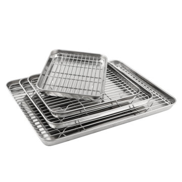 Stainless steel BBQ baking tray with cooling rack