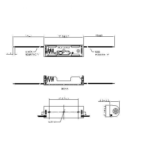 1 PIECES AA Battery Holders BBA-5-1-150-A