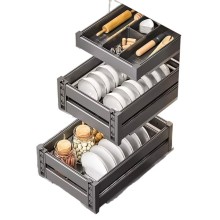 Three tier pull out basket