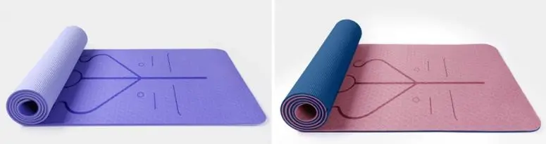Wholesale Fitness Double Sided Custom Logo TPE Yoga Mat with Position Line