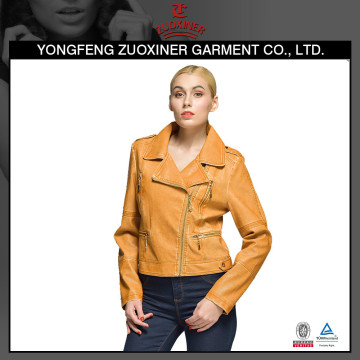 washed pu leather jacket blazer fluting jacket