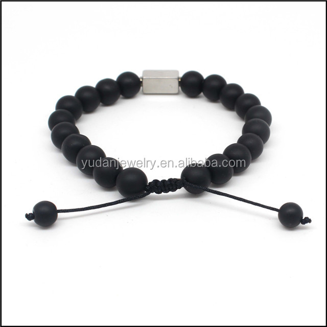 Black Agate braided bead bracelet