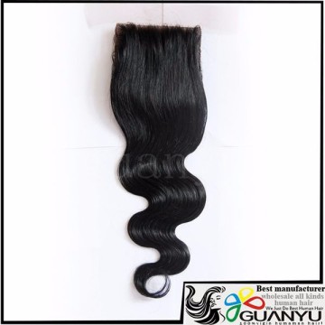 Wholesale High guality 100% virgin unprocessed cambodian human hair body wave silk base closure