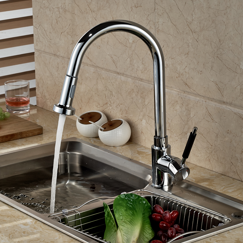 A0027 Brass pull out hot cold water sink faucet kitchen sink mixer tap