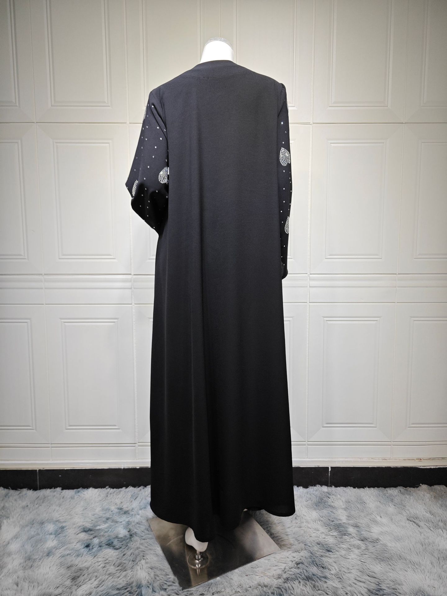 Black Open Abaya Cardigan MQ296 (4) Black Open Abaya Cardigan MQ296 (4)