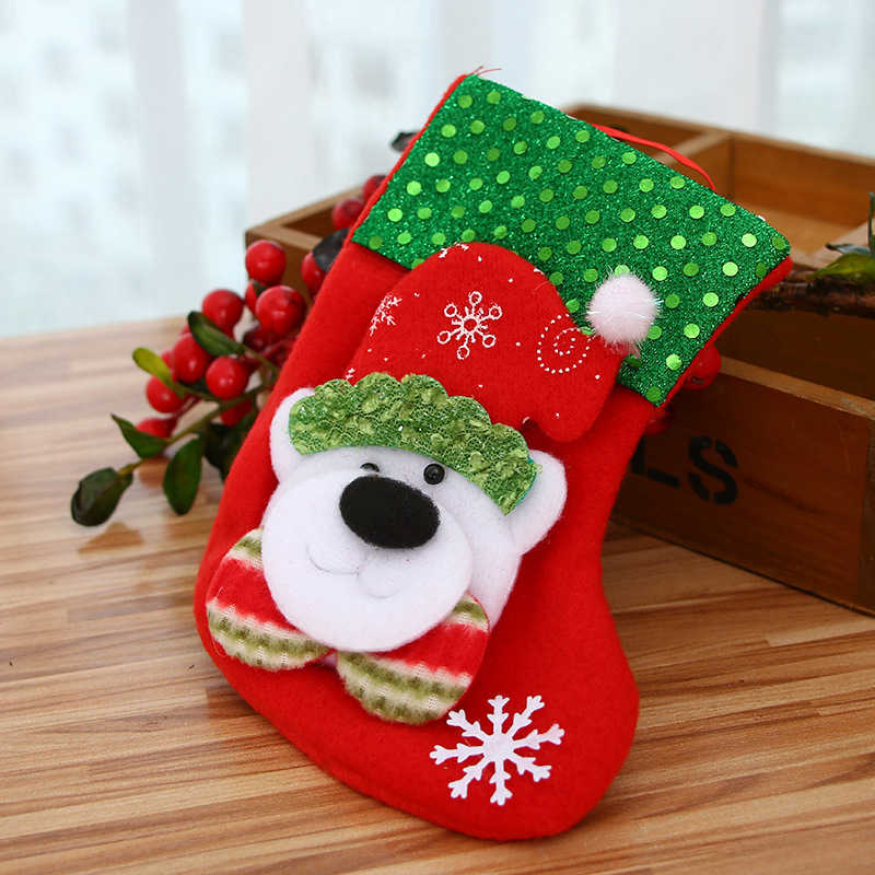 Christmas Decorations Christmas Sequins Socks Children's Tree Ornaments Santa Snowman Elk Bear Christmas Sock Gift