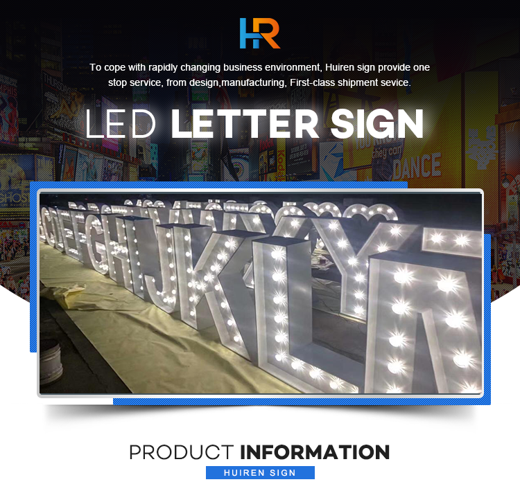 LED Marquee illuminated Letters Led Stainless steel bulb letter 3D 3D illuminated sign acrylic Light Signs Letter