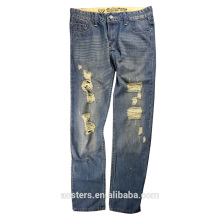 Latest custom high quality bule biker big holes jeans made in china negotiate price