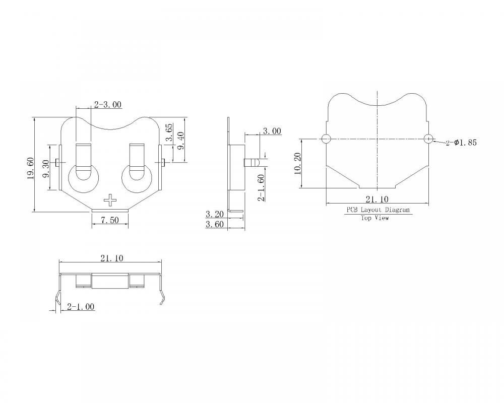 Danh bạ pin cho CR2032 BS-S-SI-R-CR2032R