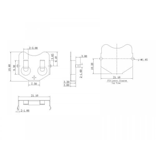 CR2032 BS-S-SI-R-CR2032R के लिए बैटरी संपर्क