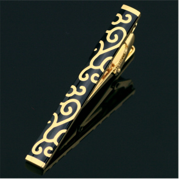 Clip de corbata de metal de calidad fuerte negro dorado personalizado