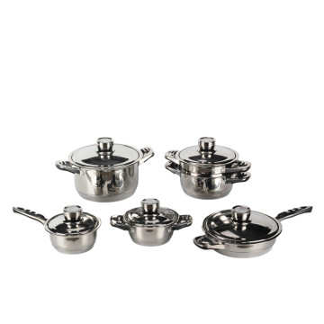 11 pieces stainless steel cooking pot set cookware