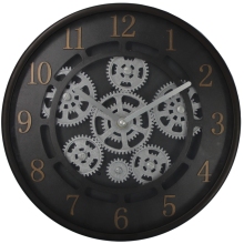 12 inch gilded silver circular gear wall clock, retro mechanical industrial style silent wall clock