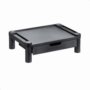 Adjustable plastic monitor riser with drawer and slot