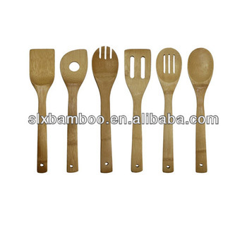 6pcs bamboo spoons utensils single wholesale