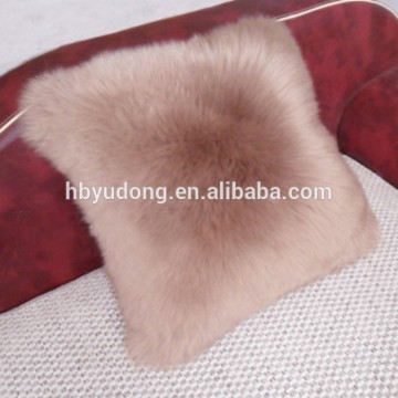 Colored sheepskin pillow for sofa