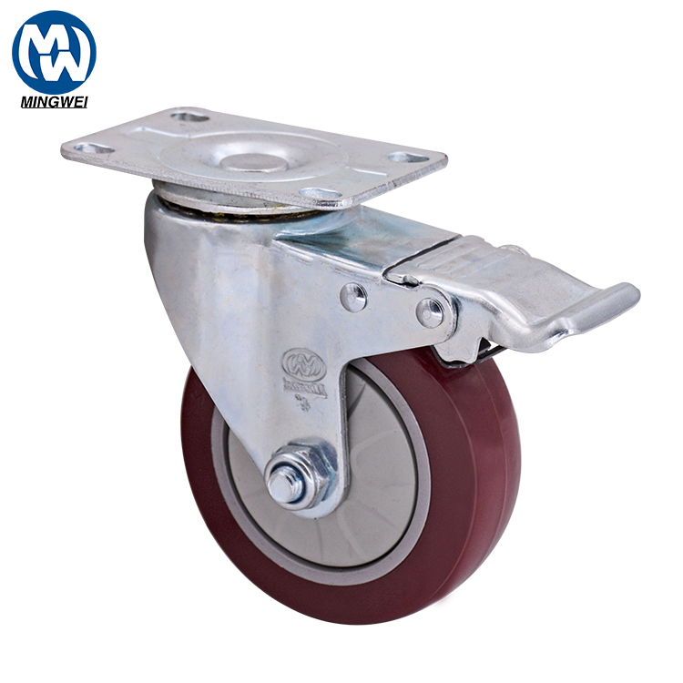 3 pulgadas PVC de servicio medio (PU) Caster Wheel-Dark Red