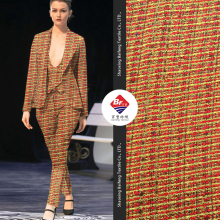 Polyester Colorful Rough Red Fancy Tweed Woolen Fabric