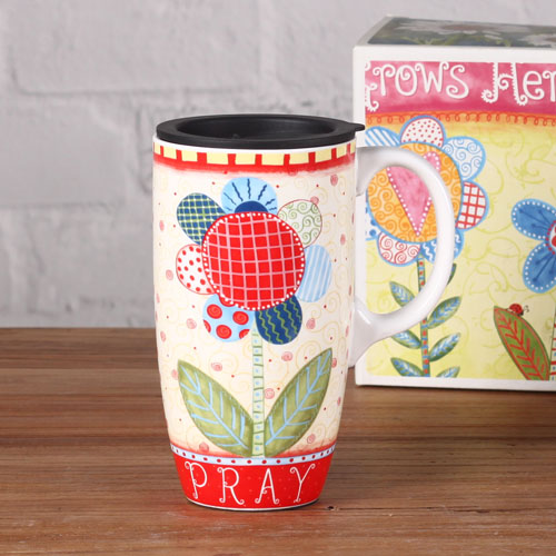 Magnesia latte flower travel mug