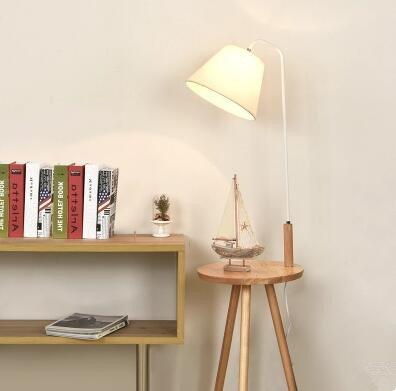 Functional Solid Wood Desk Floor Lamp