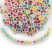 50G White Round Acrylic Plastic Heart Beads