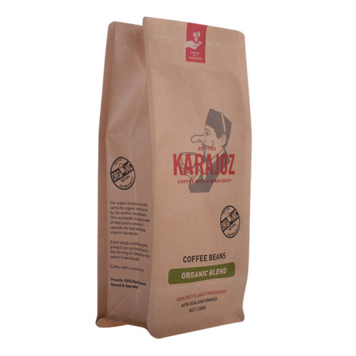 250g Brown Kraft Food Paper de fundo plano Compostível Material Biodergradable Coffee/Sagre de Tea Prinha Personalizada