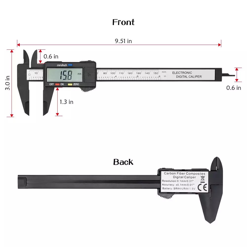 High strength plastic electronic digital display vernier caliper 0-150mm measuring tool inner diameter and outer diameter