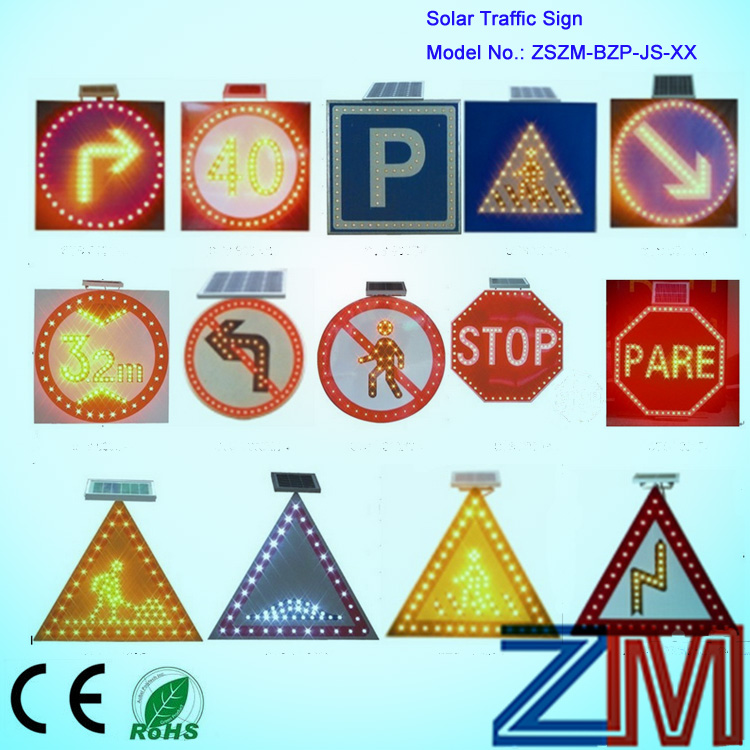 Zszm China Factory Roadway Safety Traffic Sign/ Solar Traffic Sign / Solar Road Sign