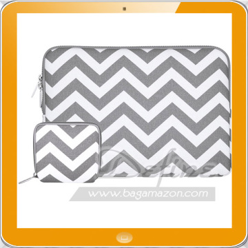 Chevron canvas laptop sleeve with small case