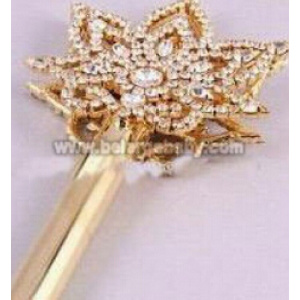 Gold Rhinestone Star Pageant Crown Scepter For Queen