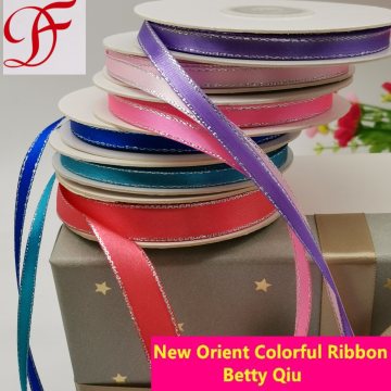 Manufacture Gold Satin Ribbon Silver Satin Ribbon for Christmas/Packing Supplier Free Sample Ribbon