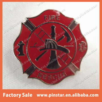 Red Color Hard Enamel Filled Fire Department Hat Cap Lapel Pin Badge